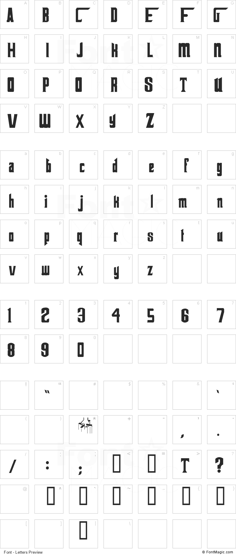 The Godfather Font - All Latters Preview Chart